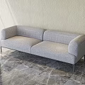 Gray Multi Seater Sofa Modern Fabric Design With Light Wall And Marble Floor 3d model