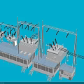 Modern Industrial Equipment Featuring Transformers Power Poles And Electrical Components 3d model