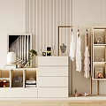 Modern Interior Storage Shelf Unit With Clothes Rack Books Plants Shoes And Decorations