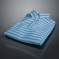 Blue And White Striped Cotton Casual Shirt Folded Neatly On Dark Surface