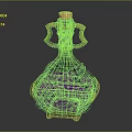 Exquisite Sculpture Carving Of Decorative Bottle With Cork Stopper And Pink Glowing Gemstone