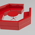Modern Red Modular Sofa Set With Round Coffee Table For Living Room