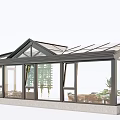 Modern Glass Sunroom Design With Glass Roof Windows Tables And Plants