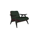 Modern Accent Chair with Green Fabric Cushion and Dark Wood Frame Design
