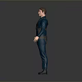 Game and Movie Character 3D Model in Blue Jumpsuit With Brown Harness Standing