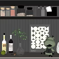 Modern Kitchen Shelf Display With Glass Jars Spice Bottles And Storage Containers