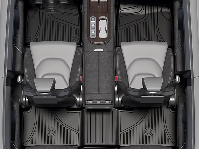 Ergonomic Car Interior With Front Gray Seats Black Floor Mats And Central Console 3d model