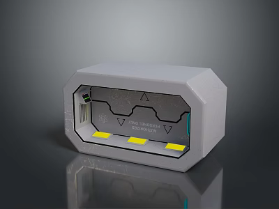 Intelligent Door Control Device With Gray Hexagonal Design Transparent Window And Yellow Panels 3d model