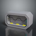 Intelligent Door Control Device With Gray Hexagonal Design Transparent Window And Yellow Panels 3d model