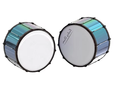 Pair Of Chrome Finish Musical Instruments Drums With White Pearl Branded Heads 3d model