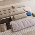 Soft Padded Household Cushions In Various Shapes And Beige Brown Pink Blue Hues