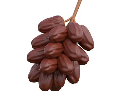 Fresh Ripe Dates Hanging On Natural Branch For Healthy Snacking 3d model