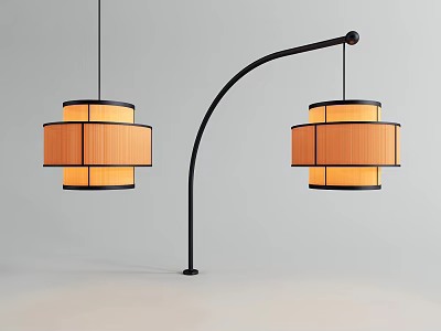 New Chinese floor lamp chandelier 3d model