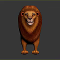 Vibrant Cartoon Lion Character And Wildlife Creature 3D Model With Orange Mane Standing Pose