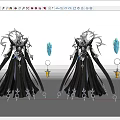 Game Movie Characters in Black Robe Silver Decorations Spiked Headdress Blue Crystal Golden Object