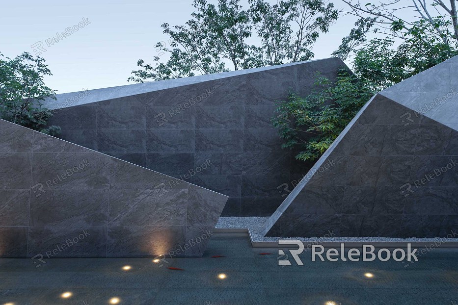 modern landscape wall courtyard landscape wall square park landscape wall demonstration area landscape wall mirror waterscape model