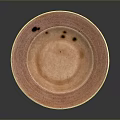 Hand Carved Sculptural Ceramic Plate In Pink With Concentric Patterns And Black Spots