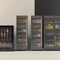 Glass Door Refrigerators and Freezers Filled with Canned Bottled Drinks for Commercial