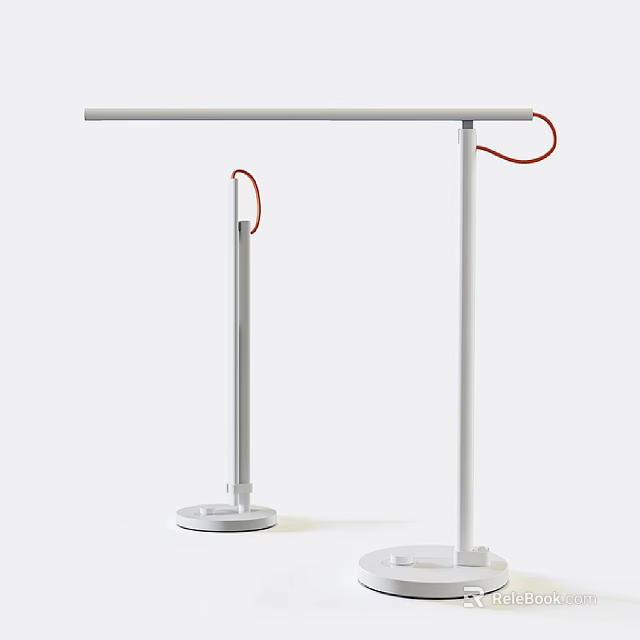 Two Modern Table Lamps With White Stands And Red Cables Design 3d model 