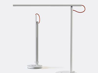 Two Modern Table Lamps With White Stands And Red Cables Design 3d model