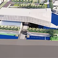 Modern Sales Office Building With Glazed Facade And Landscaped Gardens Water Features Lawns