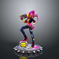 Pink Haired Character With Spray Gun On Spiked Base Yellow Logo