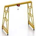 Yellow Industrial Gantry Crane with Metal Frame Red Hoist and Wheels