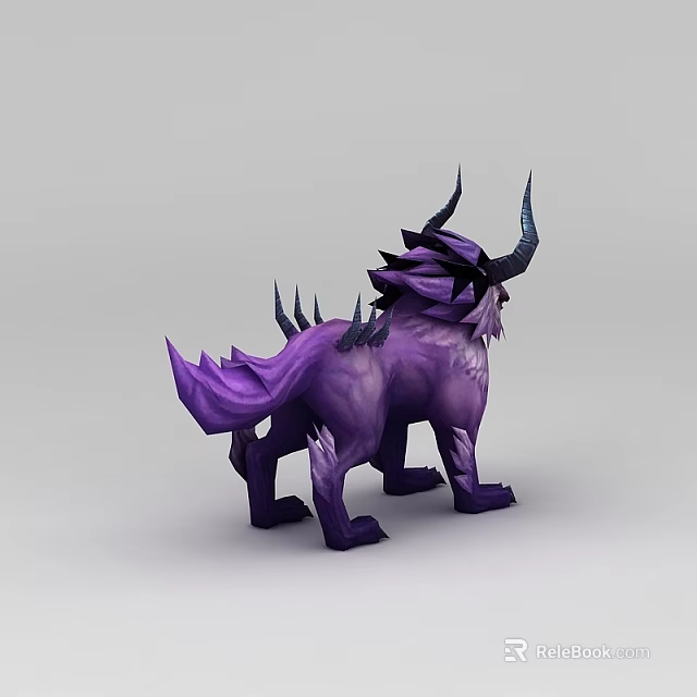 Decorative Purple Mythical Creature Inflatable Model With Horns And Spikes 3d model 