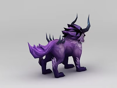 Decorative Purple Mythical Creature Inflatable Model With Horns And Spikes 3d model