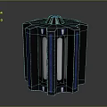 Black Blue White Industrial Equipment Housing With Striped Cylindrical Metal Construction Design