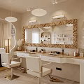Modern Hair And Beauty Salon Interior With Styling Stations Mirrors Hanging Lights And Decorative Plants