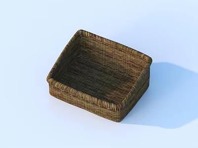 Woven Wicker Square Storage Basket for Home Household Items 3d model