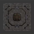 Ornate Ancient Stone Tower With Flame Decorations Square Platform Steps And Statues