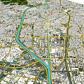Aerial Urban Planning View With City Layout Road Network Water Bodies And Green Spaces