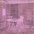 Vintage Wooden KTV Interior With Round Table Chairs And Wooden Walls