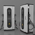 Dual Modern Electric Vehicle Chargers With Digital Display And Charging Cables
