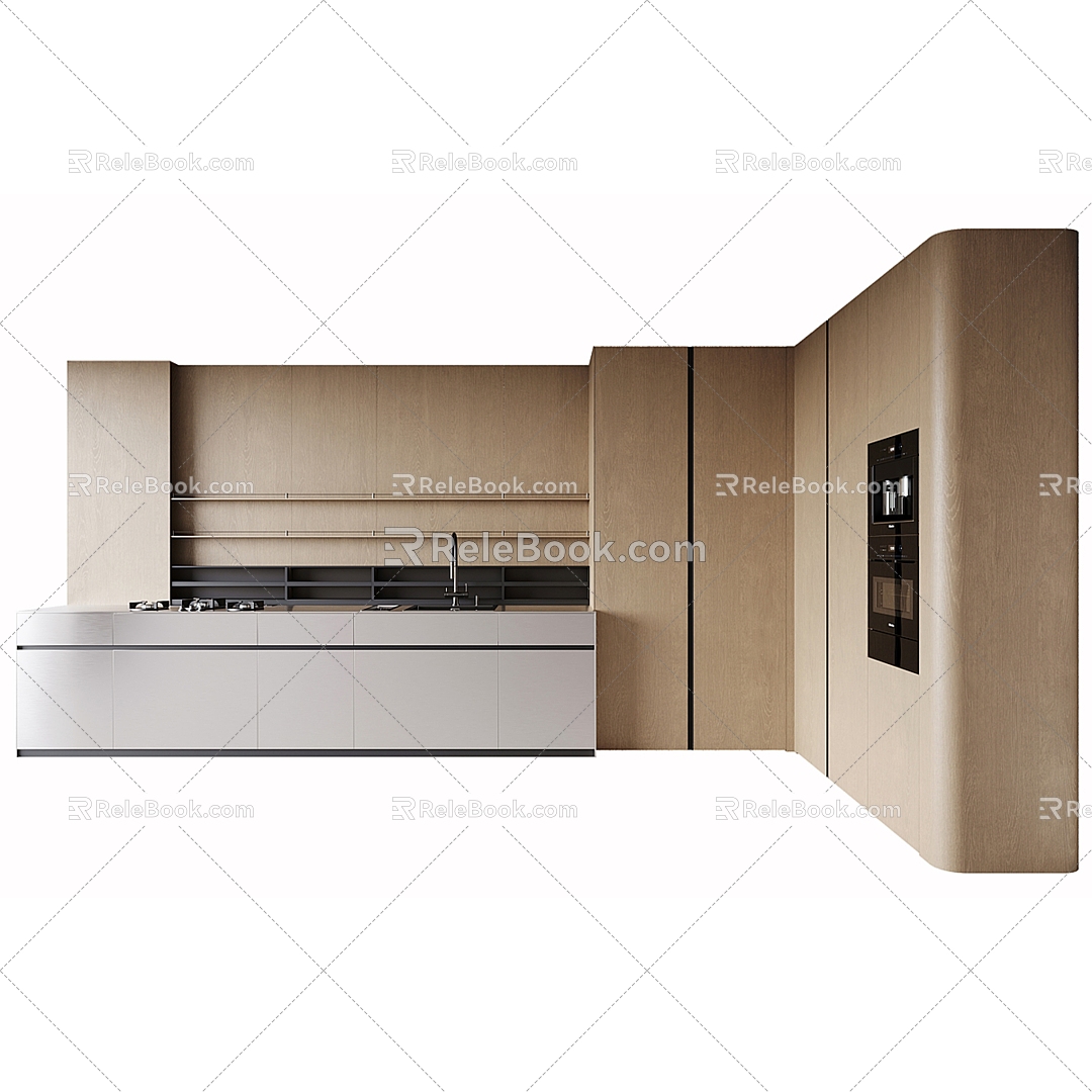 Modern kitchen cabinet island table 3d model