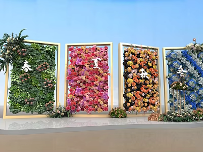 Seasonal Spring Summer Autumn Winter Flower Walls With Colorful Floral Decorations 3d model