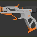 Futuristic Orange And White Blaster With Sleek Modern Design And Ergonomic Grip