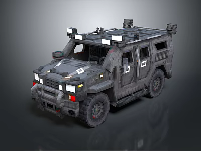 Gray Armored Military Vehicle With Rugged Design And Roof Mounted Equipment 3d model