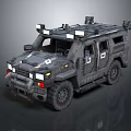 Gray Armored Military Vehicle With Rugged Design And Roof Mounted Equipment