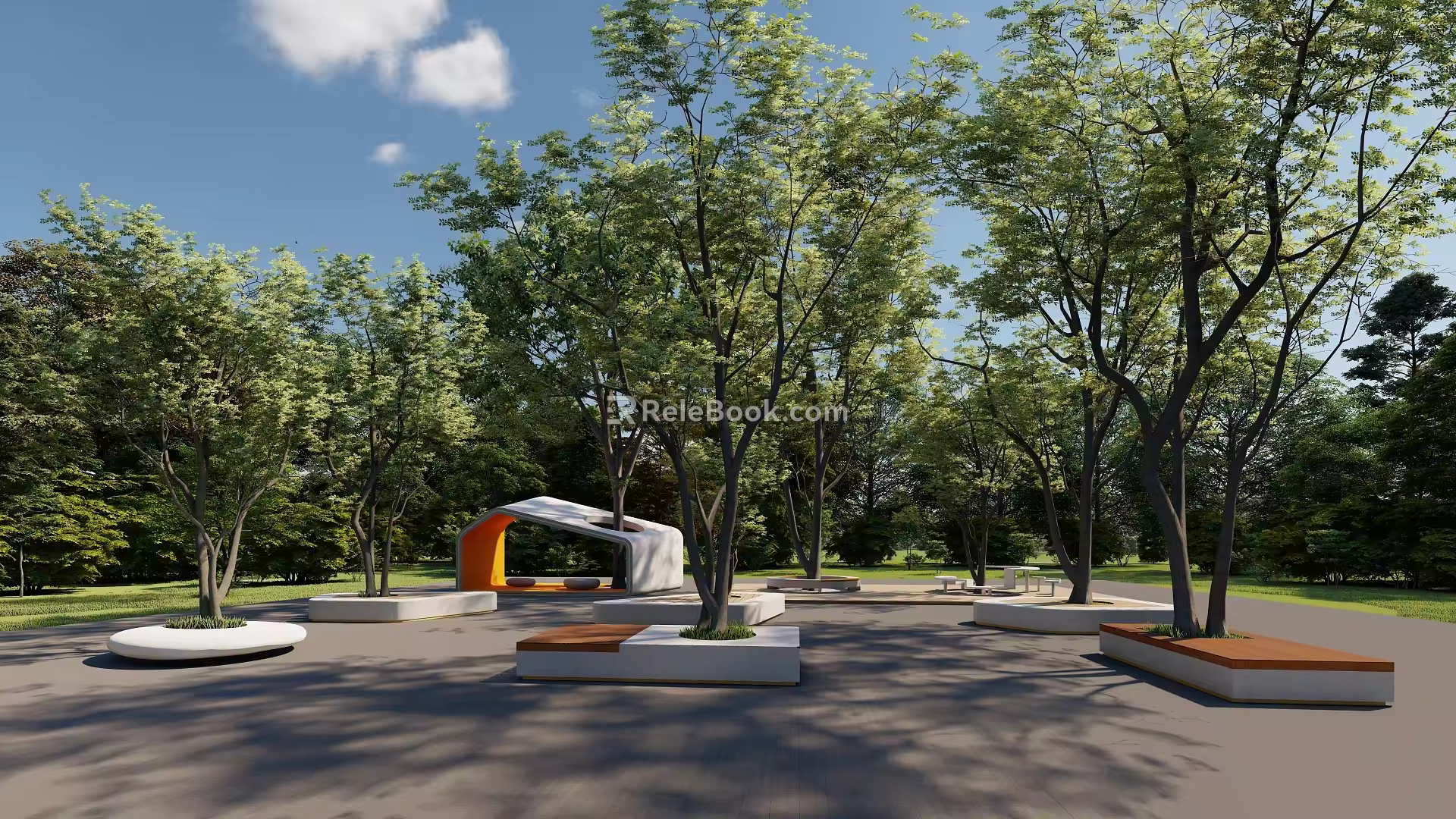 Modern minimalist outdoor tree pool stool 3d model
