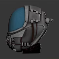 Shiny Metallic Astronaut Helmet With Blue Reflective Visor And Futuristic Design