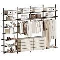 Modern Open Closet Design With Shelves Drawers Hanging Clothes Storage Boxes And Shoes
