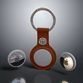 Brown Leather Keychain With Round Ring And Metal Accent Small Decorative Attachments