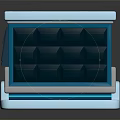 3D Modern Blue And White Container Design With Panel And Reflective Base