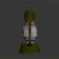Vintage Green Lantern With Metal Frame And Glass Shade Classic Design