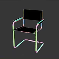 Modern Stylish Chair With Metal Frame Black Seat Backrest And Armrest