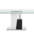 Modern Glass Top Dining Table With White And Black Geometric Base