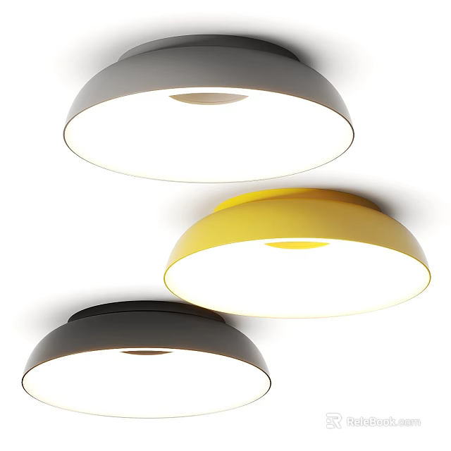 Modern Ceiling Lights In Gray Yellow And Black 3d model